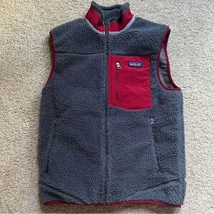 Men's Patagonia Classic Retro-X Fleece Vest, Forge Grey, Red, Size S